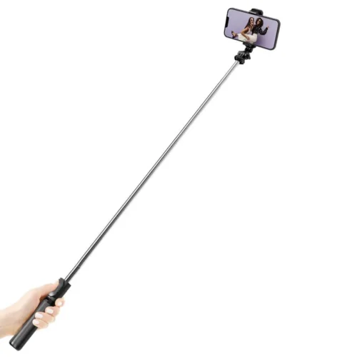 Alternative view of CRONG Compact selfie stick Bluetooth tripod черен