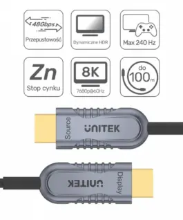 Unitek HDMI Optic кабел 2.1 AOC 5m 4K60Hz C11027DGY