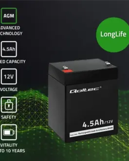 Alternative view of Qoltec Battery AGM 12V 4.5Ah max.1.35A