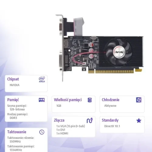AFOX видео карта GeForce GT 240 1GB DDR3 128BIT DVI HDMI VGA LP Fan V2