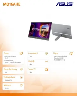 Alternative view of Asus Monitor 16 инча MQ16AHE OLED USB-C
