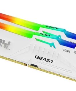 Kingston памет DDR5 Fury Beast RGB 32GB(2*16GB)/6400 CL32 EXPO бял