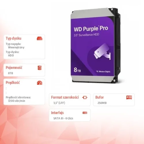Alternative view of Western Digital Hard drive WD лилав Pro 8TB 3,5 256MB SATAIII/72000rpm