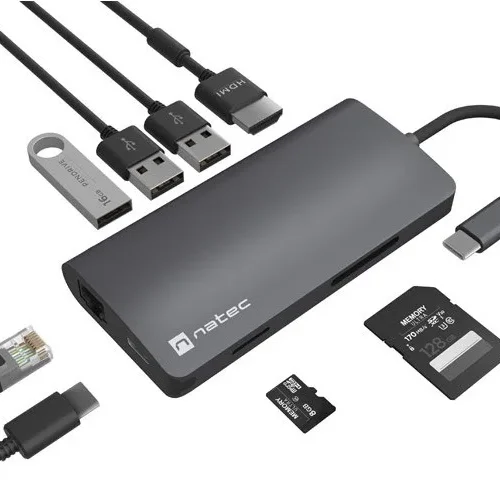 Natec USB-C MULTIPORT адаптер 8 IN 1 NATEC FOWLER 2