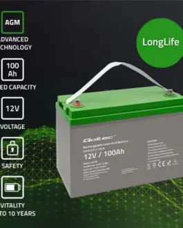 Alternative view of Qoltec Battery AGM 12V 100Ah max. 30A