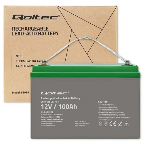 Qoltec Battery AGM 12V 100Ah max. 30A