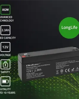 Alternative view of Qoltec AGM battery 12V 2.3Ah, max. 34.5A
