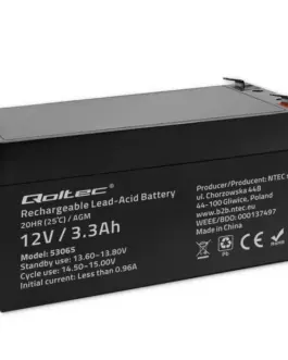 Qoltec AGM battery 12V 3.3Ah, max. 49.5A
