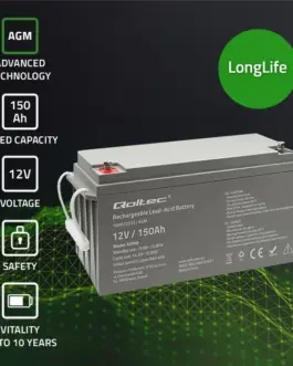 Alternative view of Qoltec AGM battery 12V 150Ah, max. 2250A