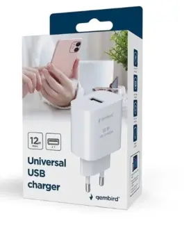 Alternative view of Gembird Ładowarka USB-A 2.4A biała