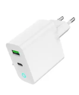 Gembird USB-A/USB-C зарядно LED 20W PD QC3.0 бял