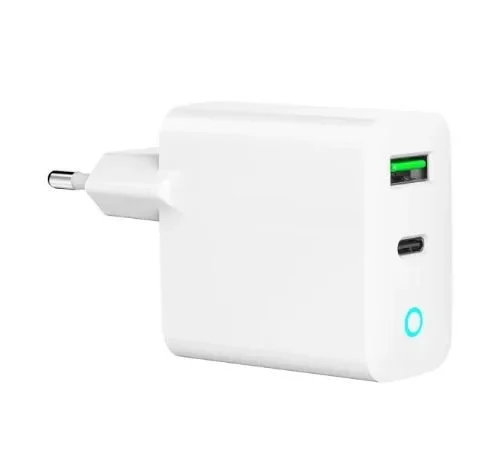 Gembird USB-A/USB-C зарядно LED 20W PD QC3.0 бял