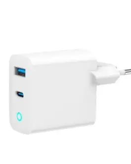 Gembird GaN USB-A USB-C зарядно LED 30W PD QC3.0 бял