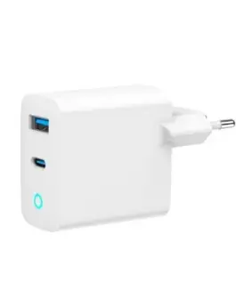 Gembird GaN USB-A USB-C зарядно LED 65W PD QC3.0 бял