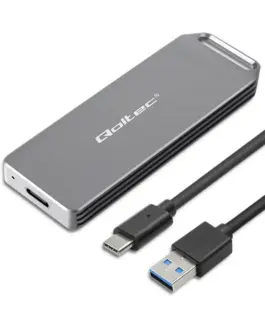 Qoltec Enclosure mini for M.2 SSD | NVMe | PCIe | USB3.1 | Super speed10Gb/s | 2TB | Silver