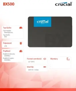 Alternative view of Crucial SSD диск BX500 4000GB SATA3 2.5 cala 540/500MB/s
