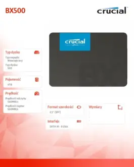 Alternative view of Crucial SSD диск BX500 4000GB SATA3 2.5 cala 540/500MB/s