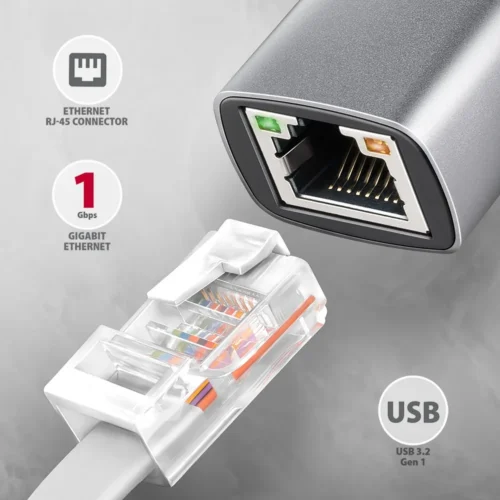 Alternative view of AXAGON ADE-TXPD USB-C 3.2 Gen1 LAN адаптер 1Gbit + PD