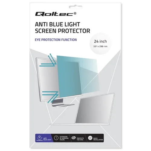Qoltec Anti син Light Filter 24 inches | 16:9 | Eye protection | Anti Glare | Matte | for