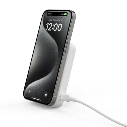 Belkin външна батерия with stand 10000mAh Qi2 MagSafe бял