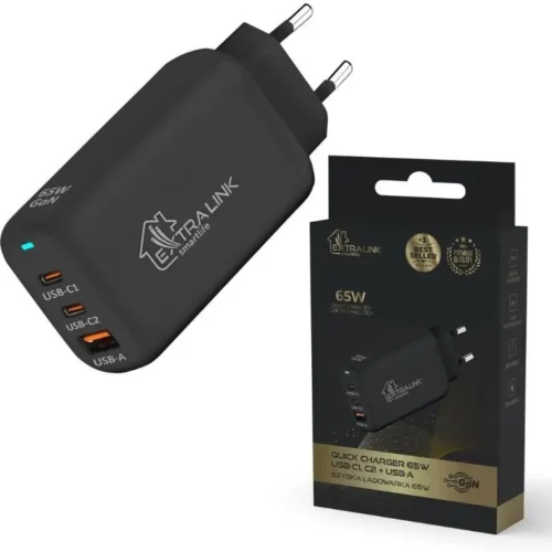 Extralink Ładowarka Smart Life Fast зарядно 65W GaN 2x USB-C, USB-A