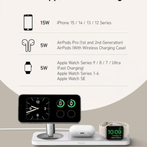 Anker MagGo 3-in-1 Pad 15W Qi2 бял