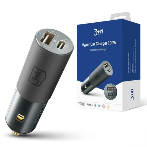 3MK зарядно за кола 100W PD 1xUSB-C+USB-A