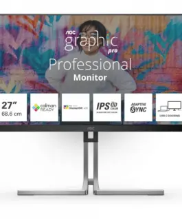 AOC Monitor Q27U3CV 27 инча IPS QD HDMI DP USB-C RJ45 KVM