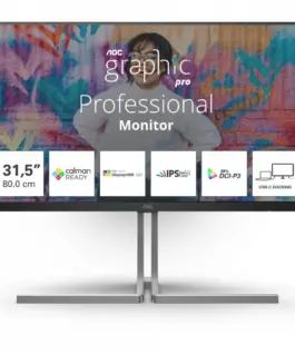 Alternative view of AOC Monitor U32U3CV 31.5 cala Nano IPS 4K HDMIx2 DP USB-C RJ45 KVM Pivot Głośnik