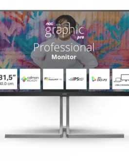 Alternative view of AOC Monitor U32U3CV 31.5 cala Nano IPS 4K HDMIx2 DP USB-C RJ45 KVM Pivot Głośnik