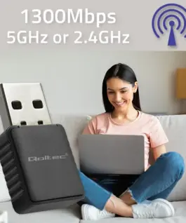 Alternative view of Qoltec WiFi adaper 2x2dBi 1300Mbps,wireless