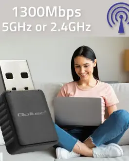 Alternative view of Qoltec WiFi adaper 2x2dBi 1300Mbps,wireless