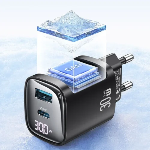 USAMS Charging 30W GaN LED USB+USB-C CC229 бял