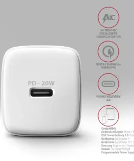 AXAGON ACU-PD20W PD&PQ wall ch arger 20W 1x port бял