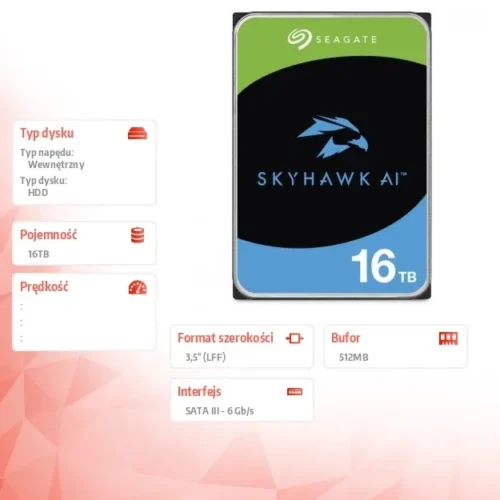Seagate Hard drive SkyHawk AI 16TB 3