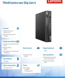 Alternative view of Lenovo Neo 50q TinyG4 12LN001Y PB W11P i5-13420H/16/51