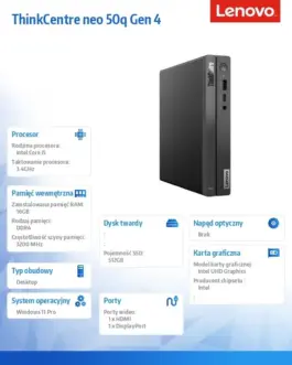 Alternative view of Lenovo Neo 50q TinyG4 12LN001Y PB W11P i5-13420H/16/51