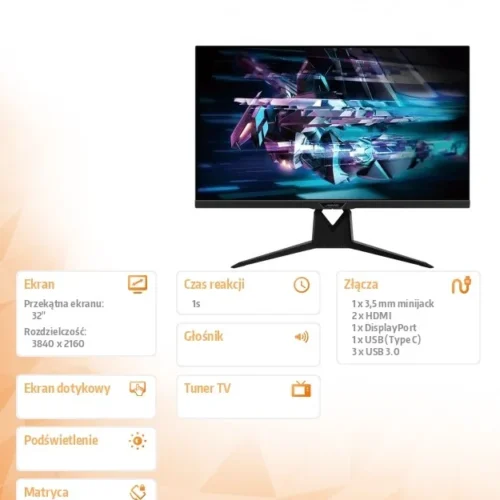 Gigabyte Monitor 32 inches M32U144Hz GAMING IPS/1ms/4K ULTRA HD /HDMI/DP/USB-C/ USB3.0/