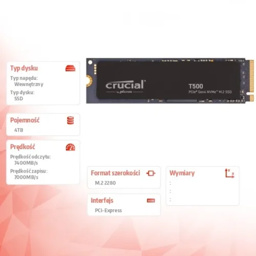 Alternative view of Crucial SSD T500 4TB M.2 NVMe 2280 PCIe 4.0 7000/6900