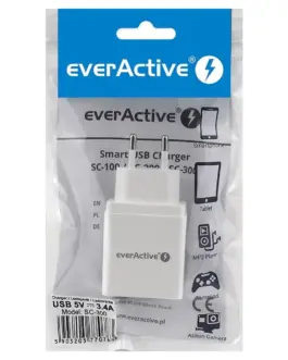 Alternative view of everActive PHONE зарядно 3X USB 3, 4A бял