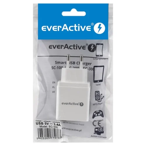 Alternative view of everActive PHONE зарядно 3X USB 3, 4A бял