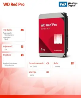Western Digital Disc HDD червен Pro 4TB 3