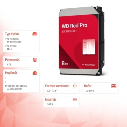 Western Digital Disc HDD червен Pro 8TB 3