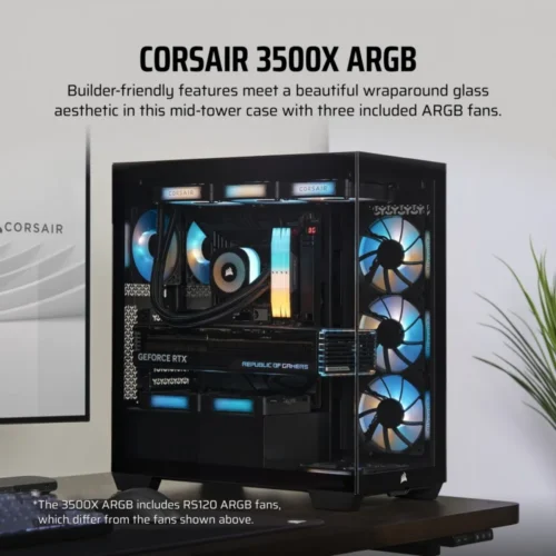Corsair кутия за компютър 3500X ICUE LINK RGB TG Mid-Tower