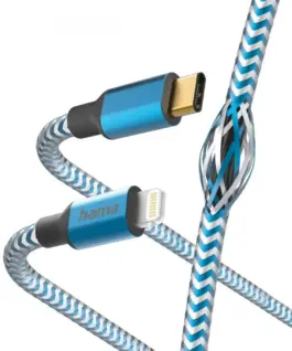 Hama кабел USB reflective c-ltg blue