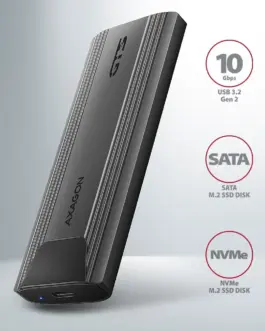 Alternative view of AXAGON EEM2-GTS2 USB-C enclosu re Gen2 M.2 NVMe/SATA S