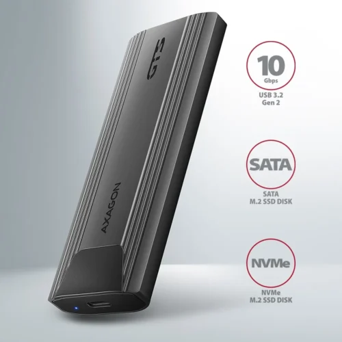 Alternative view of AXAGON EEM2-GTS2 USB-C enclosu re Gen2 M.2 NVMe/SATA S