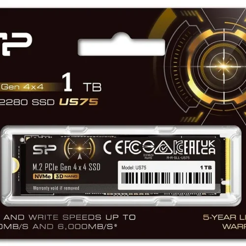 Alternative view of Silicon Power SSD drive US75 1TB M.2 PCIe Gen4x4 NVMe 1.4 7000/6000 MB/s