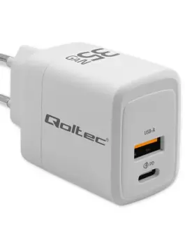 Qoltec GaN 35W зарядно 5V 20V 1.5A 3A,1xUSB C PD,1xUS