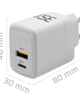 Alternative view of Qoltec GaN 35W зарядно 5V 20V 1.5A 3A,1xUSB C PD,1xUS